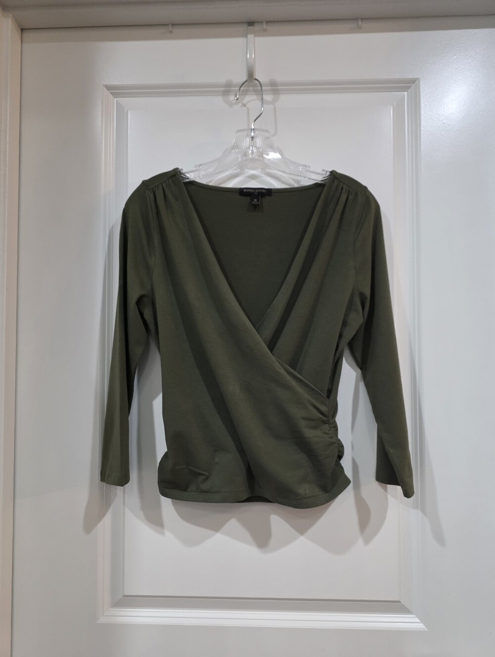 Banana Republic Olive Wrap-Front Blouse